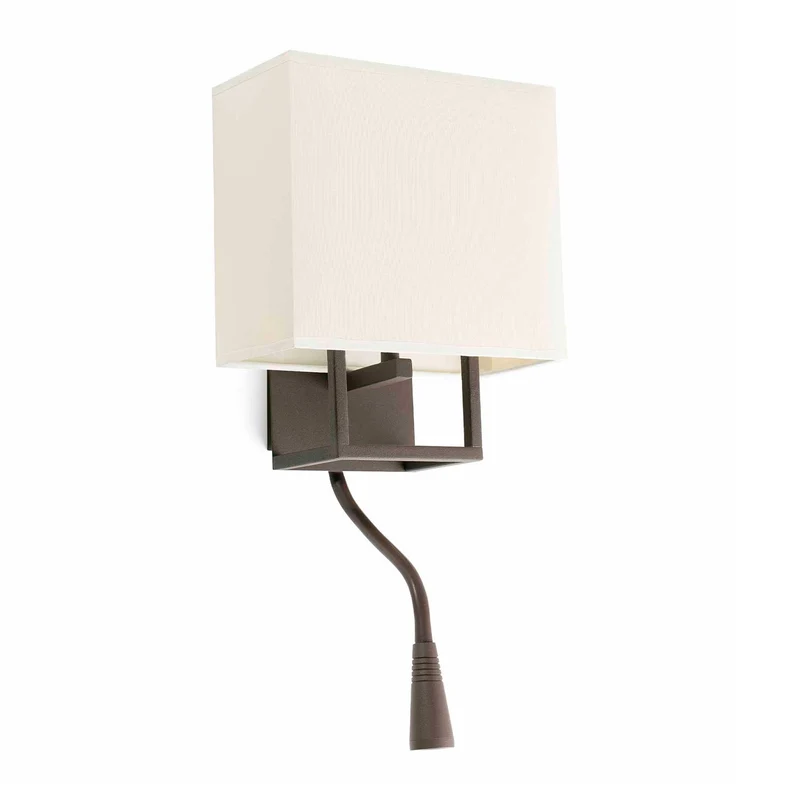 Vesper - Applique murale avec liseuse en acier et tissu, style moderne