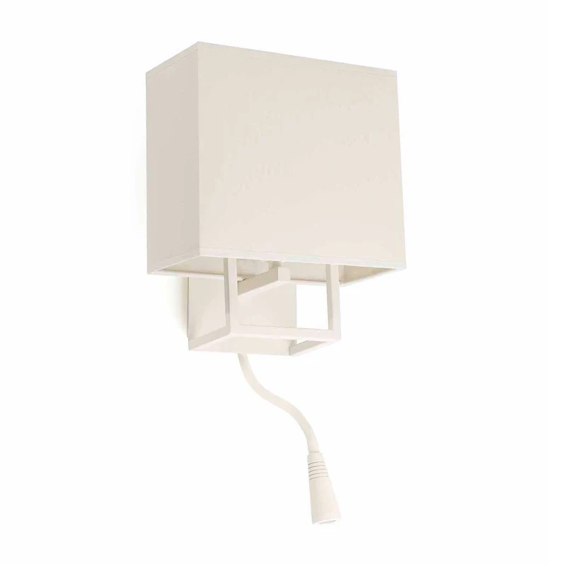 Vesper - Applique murale avec liseuse en acier et tissu, style moderne
