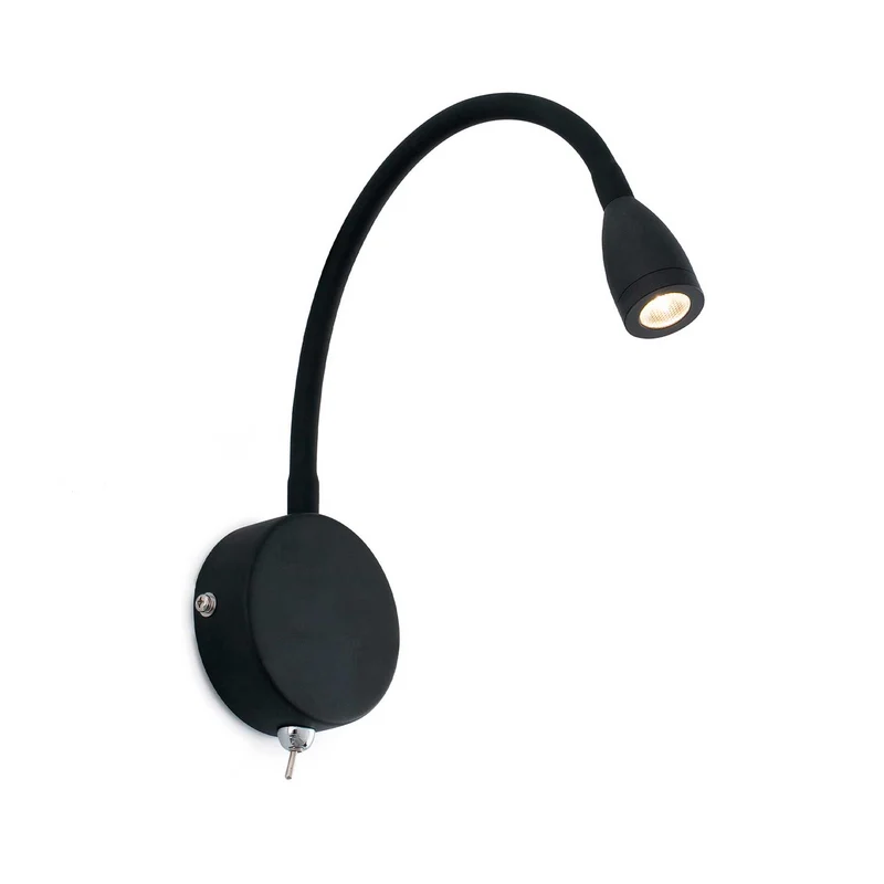 Loke - Applique murale LED avec liseuse en acier, style industriel