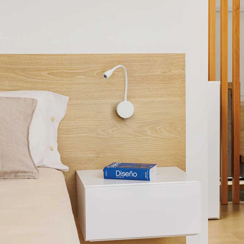 Loke - Applique murale LED avec liseuse en acier, style industriel