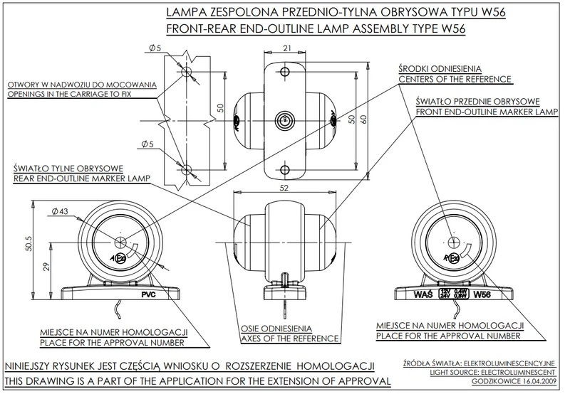 Luce di ingombro a LED piccola / rossa e bianca / W56
