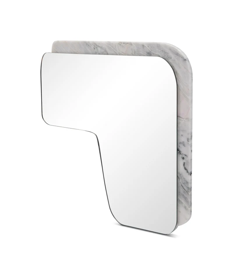 Casa Padrino Luxus Wandspiegel Weiß 90 x 90 x H. 4 cm - Wandspiegel mit Marmor - Moderne Wohnzimmer Möbel - Luxus Qualität