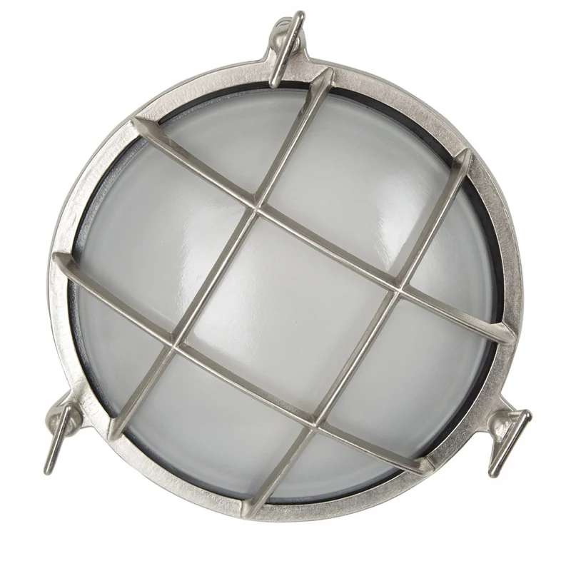 Casa Padrino Jugendstil Schiffslampe 23 x 10 x H. 23 cm - Nickel - Nostalgische Wetterfeste Außenleuchte