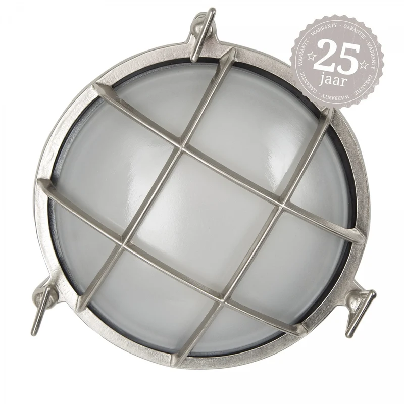 Casa Padrino Jugendstil Schiffslampe 23 x 10 x H. 23 cm - Nickel - Nostalgische Wetterfeste Außenleuchte