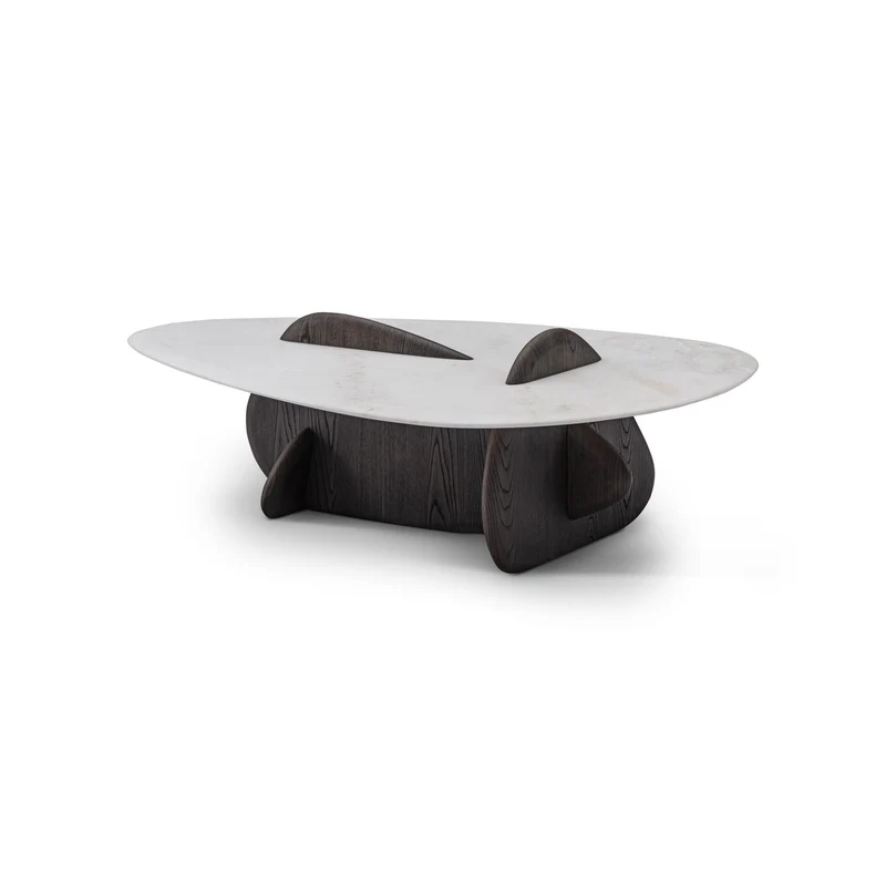 Casa Padrino Luxus Couchtisch Silbergrau / Dunkelgrau 130 x 80 x H. 35 cm - Couchtisch mit Travertin - Moderne Wohnzimmer Möbel - Luxus Qualität