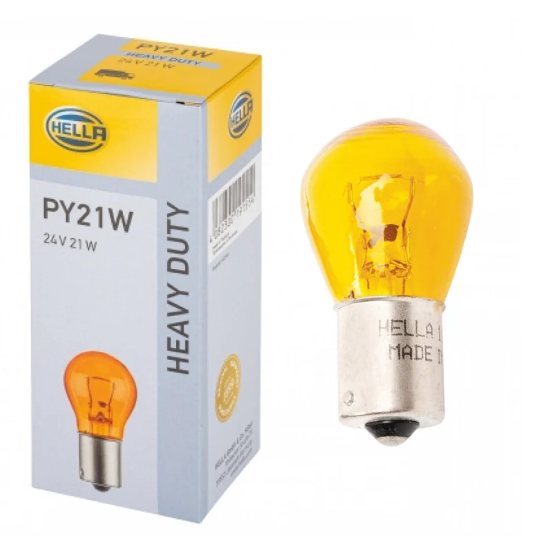 Lampadine indicatori di direzione posteriori Hella 24v Ambra / BA15s / 21w SCC / N. 241Y / Confezione da 10