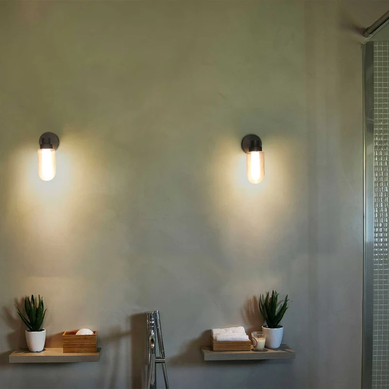 Brume - Applique murale LED en acier et verre, style vintage