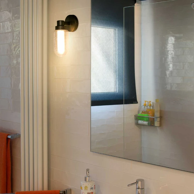 Brume - Applique murale LED en acier et verre, style vintage