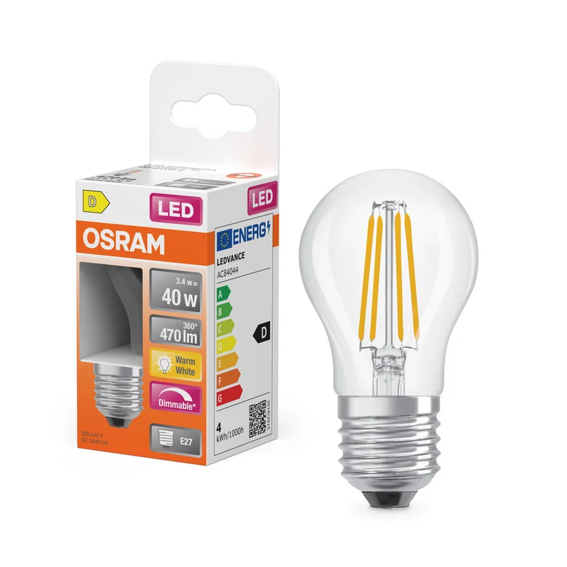 Retrofit LED CLASSIC P DIM 3.4W 827 Trasparente E27