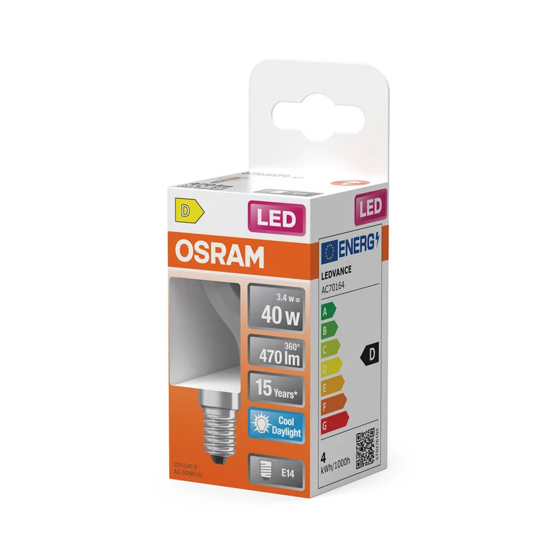 Retrofit LED CLASSIC P 3.4W 865 Trasparente E14