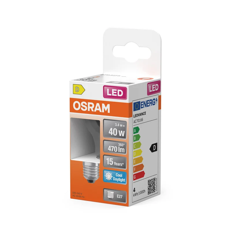 Retrofit LED CLASSIC P 3.4W 865 Trasparente E27