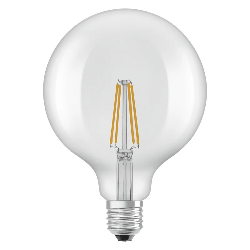 OSRAM lampadine LED, forma classica a globo, sostituzione 60 watt, E27, G125, 2700 kelvin, bianco caldo, vetro trasparente, confezione singola