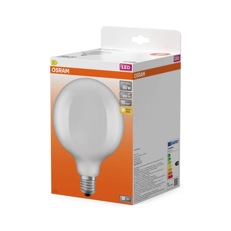 OSRAM Retrofit Classic GLOBE LED Lampada opaca (ex 60W) 7W / 2700K Bianco caldo E27
