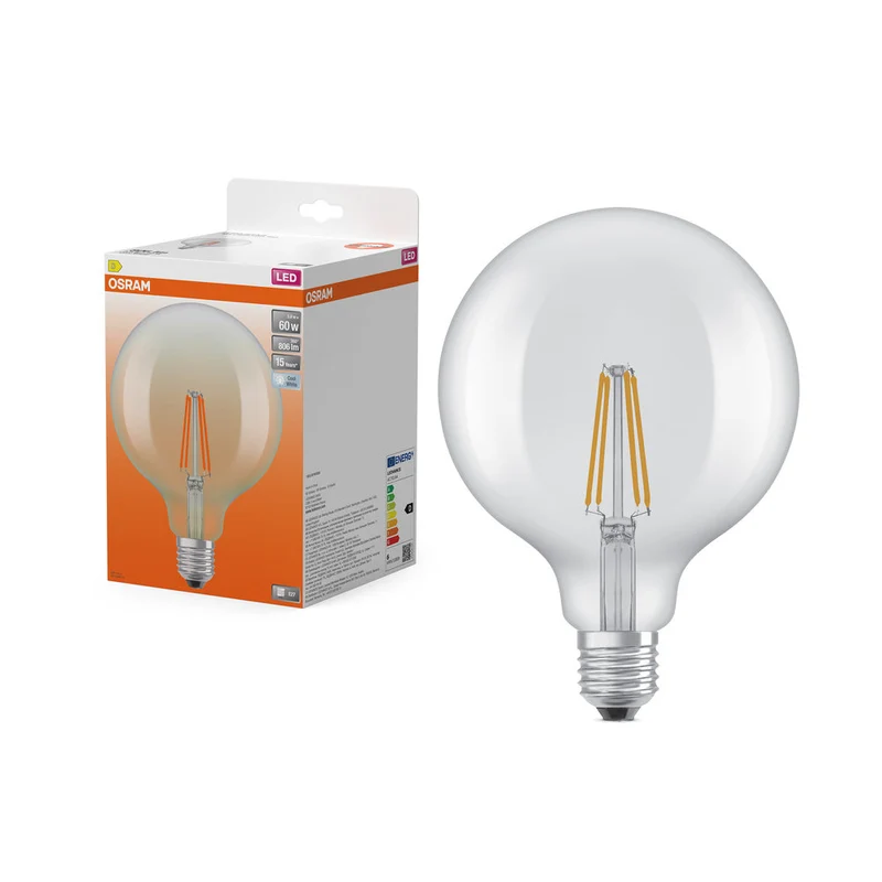 OSRAM LED Star Classic Lampada, forma a palla, 7W, 806lm, chiara, E27, bianco freddo