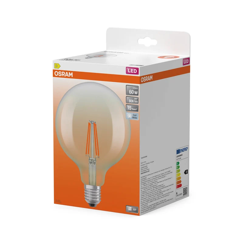 OSRAM LED Star Classic Lampada, forma a palla, 7W, 806lm, chiara, E27, bianco freddo