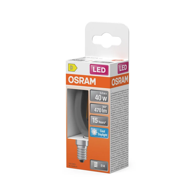 LED Retrofit CLASSIC B 3.4W 865 Trasparente E14