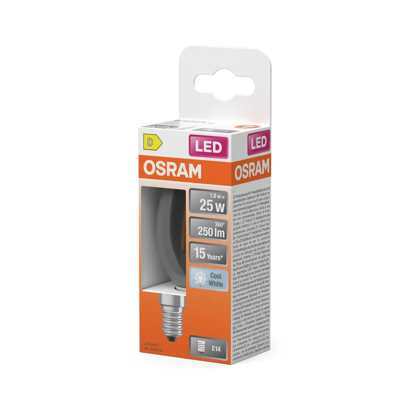 OSRAM Retrofit Classic B LED Lampada a forma di candela (ex 25W) 2,5W / 4000K Bianco freddo E14