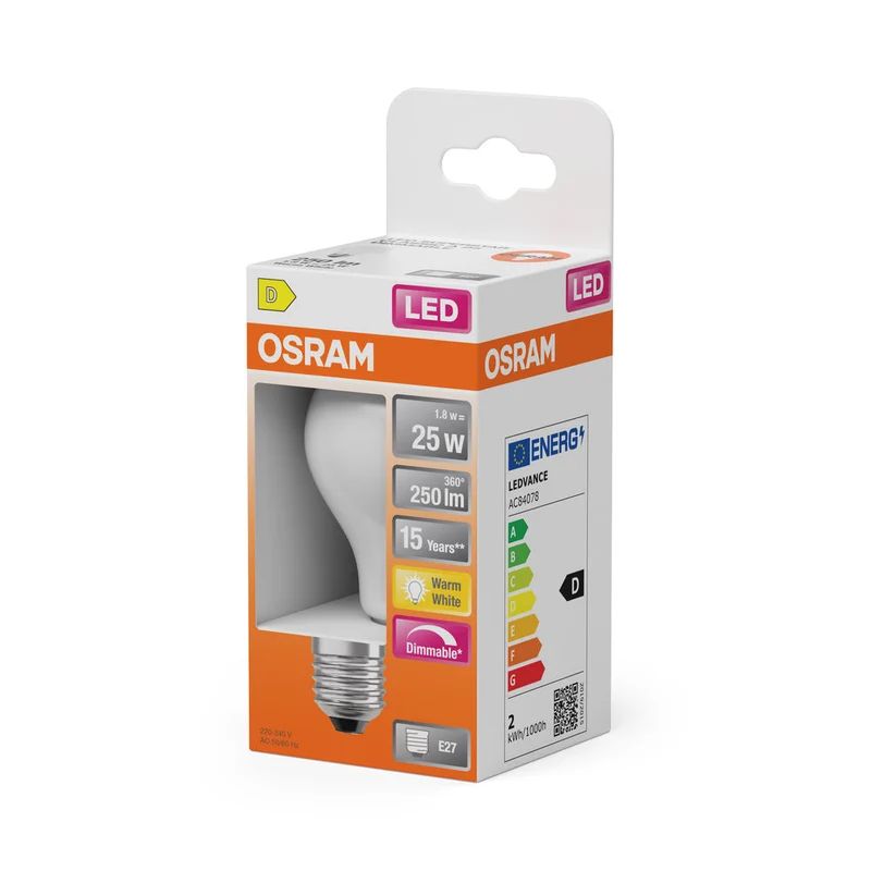 LED Retrofit CLASSIC A DIM 1.8W 827 Opalino E27
