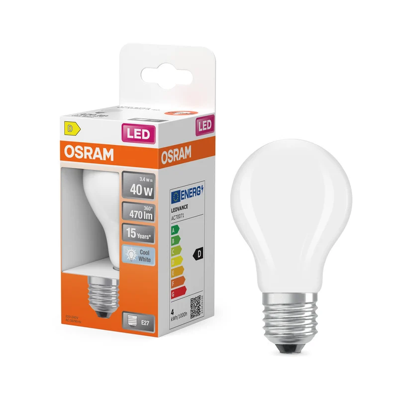 OSRAM Lampadina LED Retrofit Classic opaca (ex 40W) 4W / 4000K Bianco freddo E27