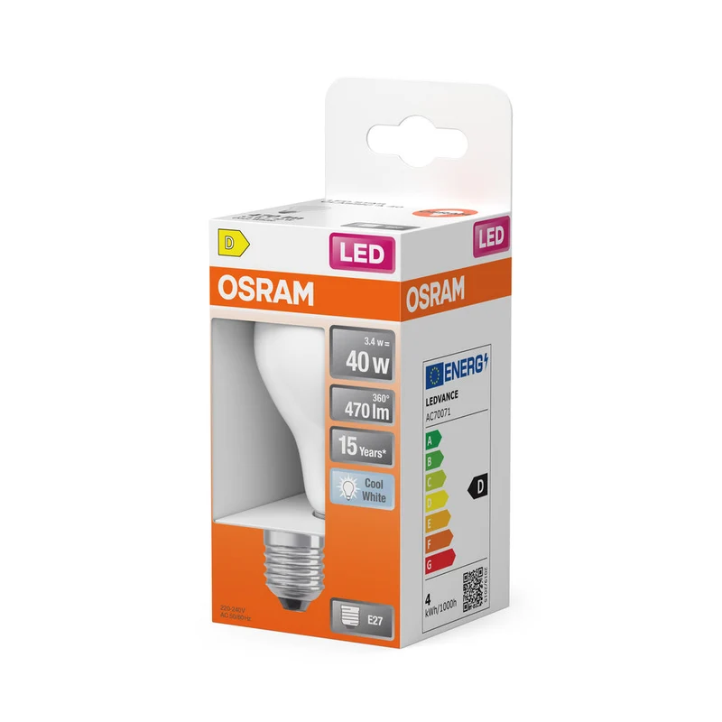 OSRAM Lampadina LED Retrofit Classic opaca (ex 40W) 4W / 4000K Bianco freddo E27