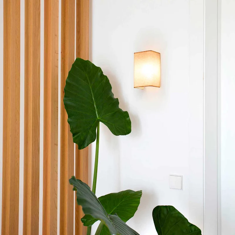 Otton - Applique murale verticale étroite en jute, style bohème