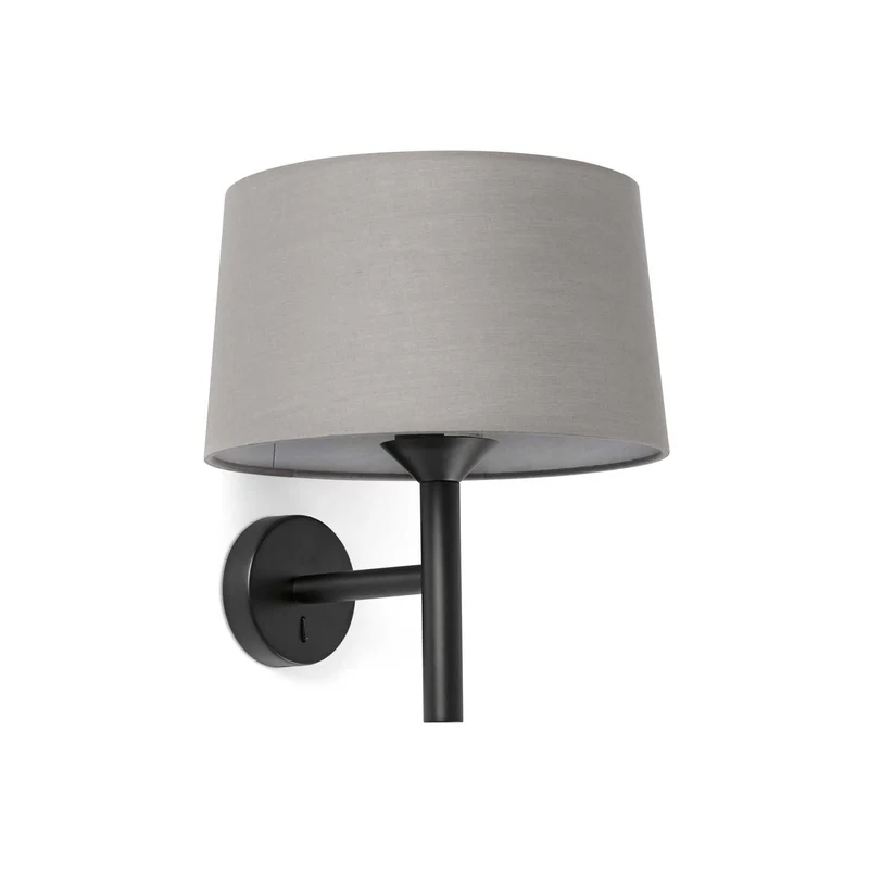 Windsor - Applique murale avec liseuse en acier et tissu, style moderne