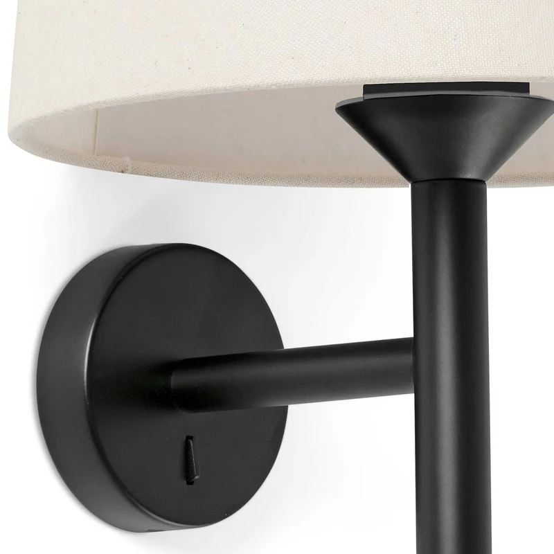 Windsor - Applique murale avec liseuse en acier et tissu, style moderne