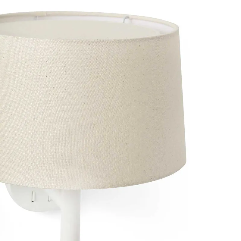 Windsor - Applique murale avec liseuse en acier et tissu, style moderne