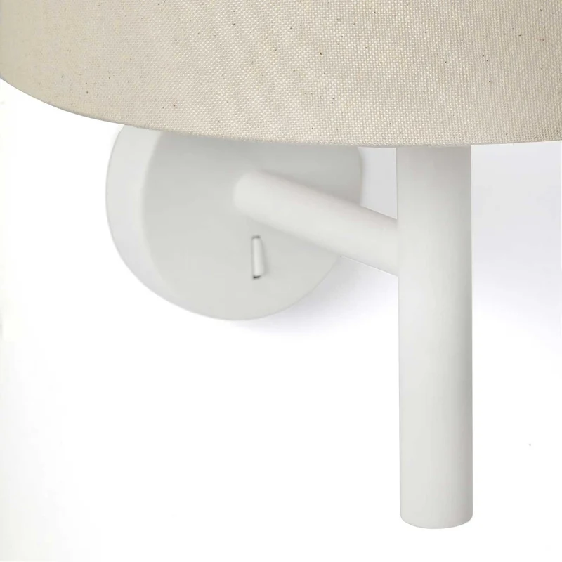 Windsor - Applique murale avec liseuse en acier et tissu, style moderne