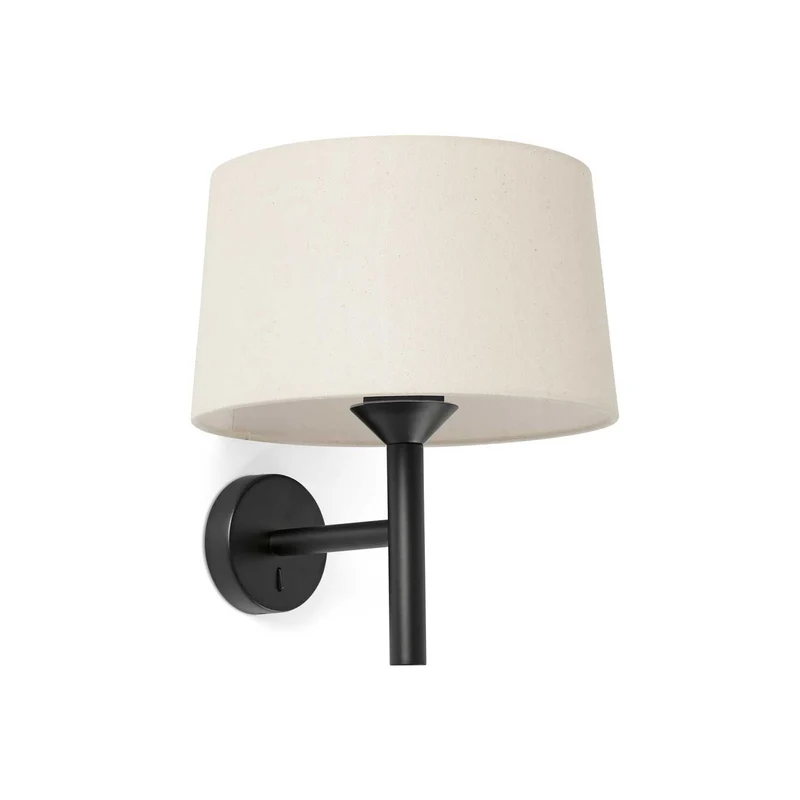 Windsor - Applique murale avec liseuse en acier et tissu, style moderne