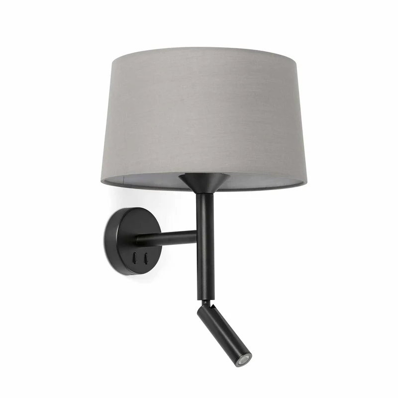 Windsor - Applique murale avec liseuse en acier et tissu, style moderne