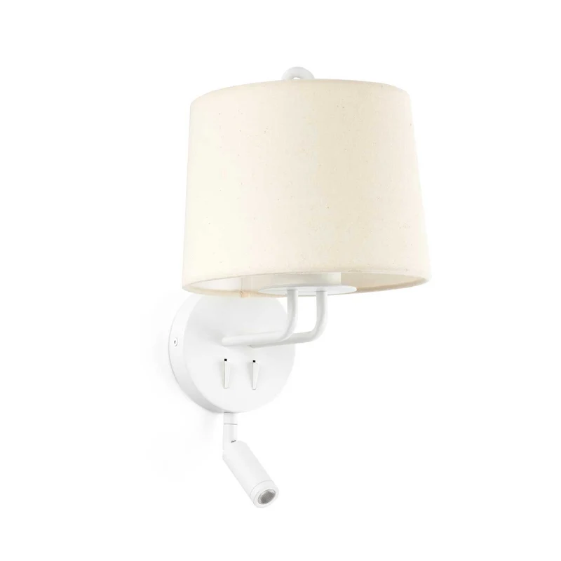 Montreal - Applique murale avec liseuse en acier et tissu, style moderne
