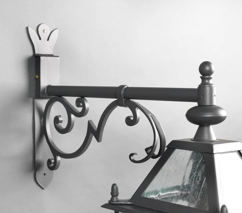 Casa Padrino Luxus Außen Laterne Grau B. 29 x H. 54 cm - Handgefertigte Laterne aus Schmiedeeisen - Luxus Kollektion - Edel & Prunkvoll