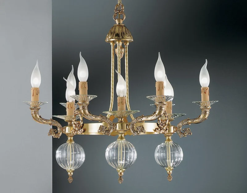 Casa Padrino Luxus Barock Kronleuchter Gold Ø 66 x H. 60 cm - Prunkvoller 9-flammiger Messing Kronleuchter - Barockstil Möbel