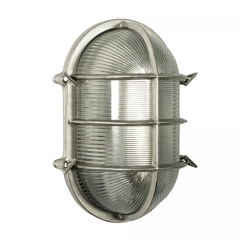 Casa Padrino Jugendstil Schiffslampe 18 x 15 x H. 28 cm - Nickel - Nostalgische Wetterfeste Außenleuchte