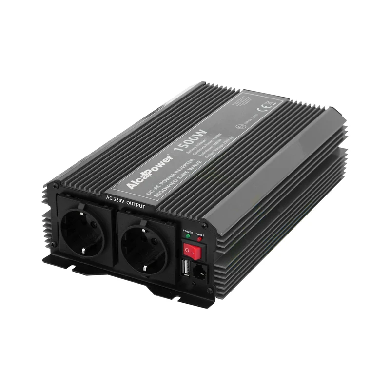 Alcapower Inverter soft start 1500W, Input 12V DC, Out 230V AC, convertitore di corrente, allarme e spegnimento automatico