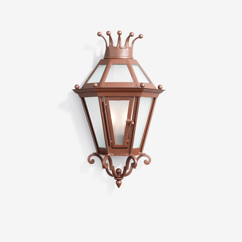 Casa Padrino Luxus Außen Laterne Rostbraun B. 39.5 x H. 65 cm - Handgefertigte Laterne aus Schmiedeeisen - Luxus Kollektion - Edel & Prunkvoll