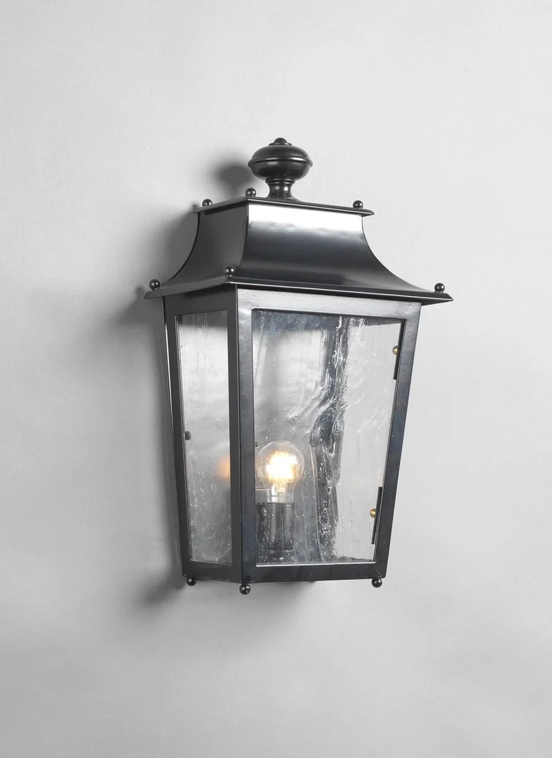 Casa Padrino Luxus Außen Laterne Schwarz B. 32 x H. 54 cm - Handgefertigte Laterne aus Schmiedeeisen - Luxus Kollektion - Edel & Prunkvoll