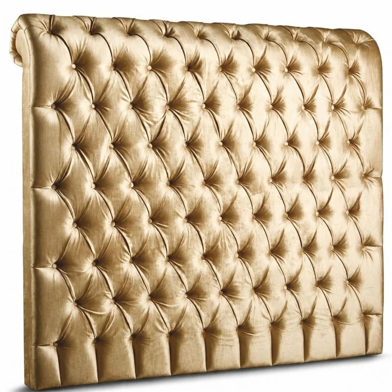 Casa Padrino Chesterfield Bett-Kopfteil Gold 200 x H. 140 cm - Chesterfield Hotel & Schlafzimmer Möbel