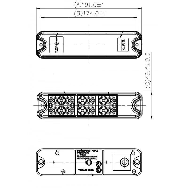 Mini LED Stop/Coda/Indicatore Rimorchio Lampada