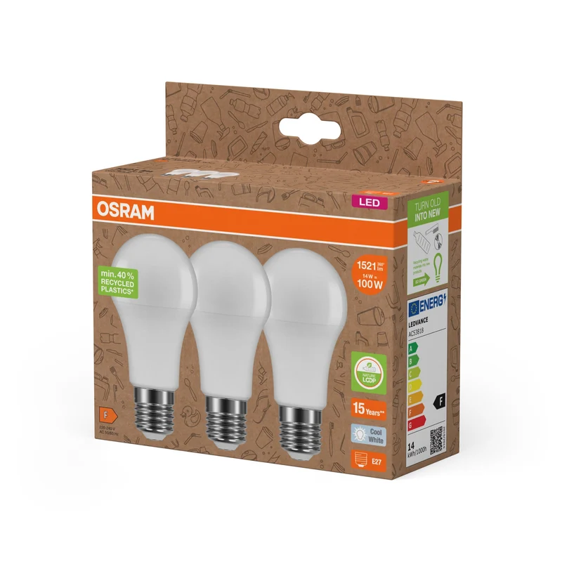 LAMPADE LED PCR CON CLASSICO A 14W 840 Satinato E27