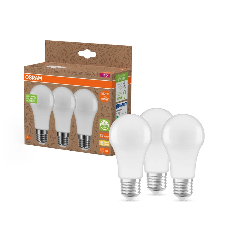 LAMPADE LED PCR CON CLASSICO A 14W 827 Satinato E27
