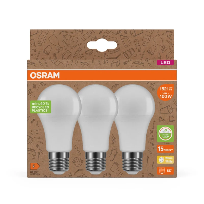 LAMPADE LED PCR CON CLASSICO A 14W 827 Satinato E27