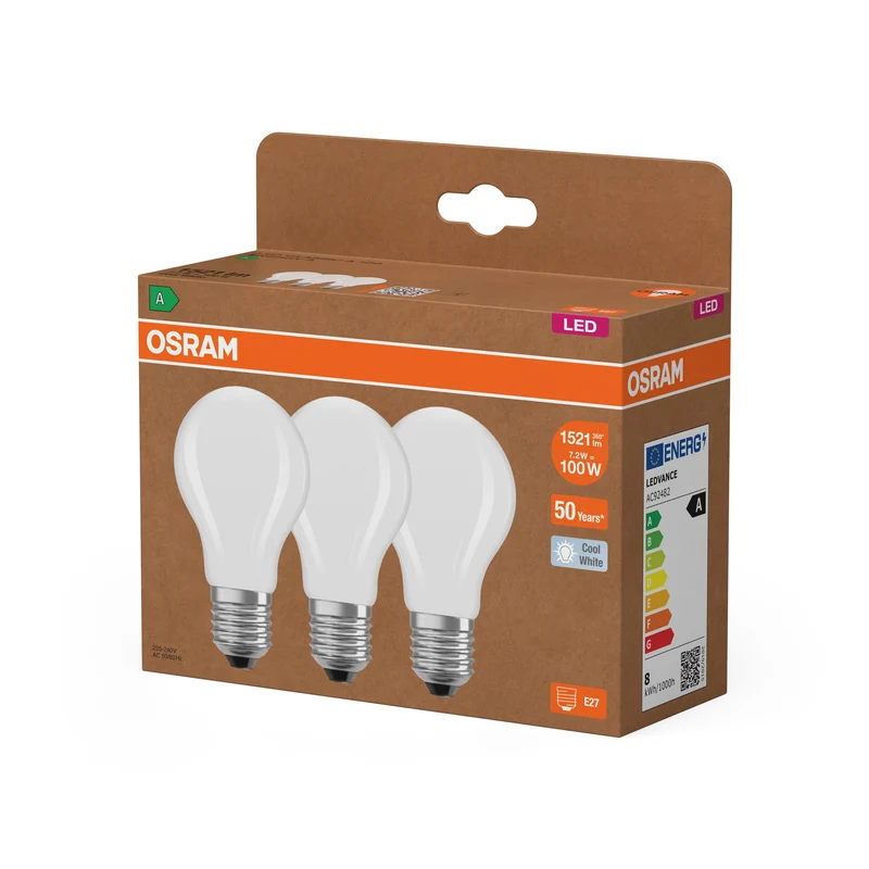 LAMPADE LED CLASSE ENERGETICA A EFFICIENZA ENERGETICA FILAMENTO CLASSICO A 7.2W 840 Satinato E27