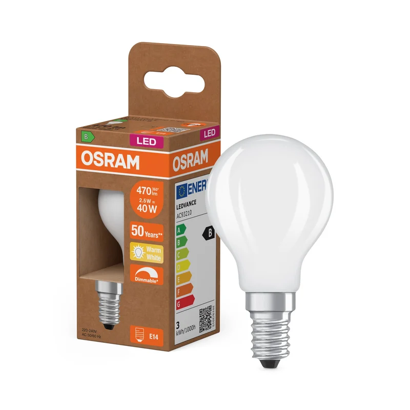 OSRAM SUPERSTAR+ CLASSIC P GLFR 40 Lampadina LED, 2,9W, 470lm, Bianco caldo, E14