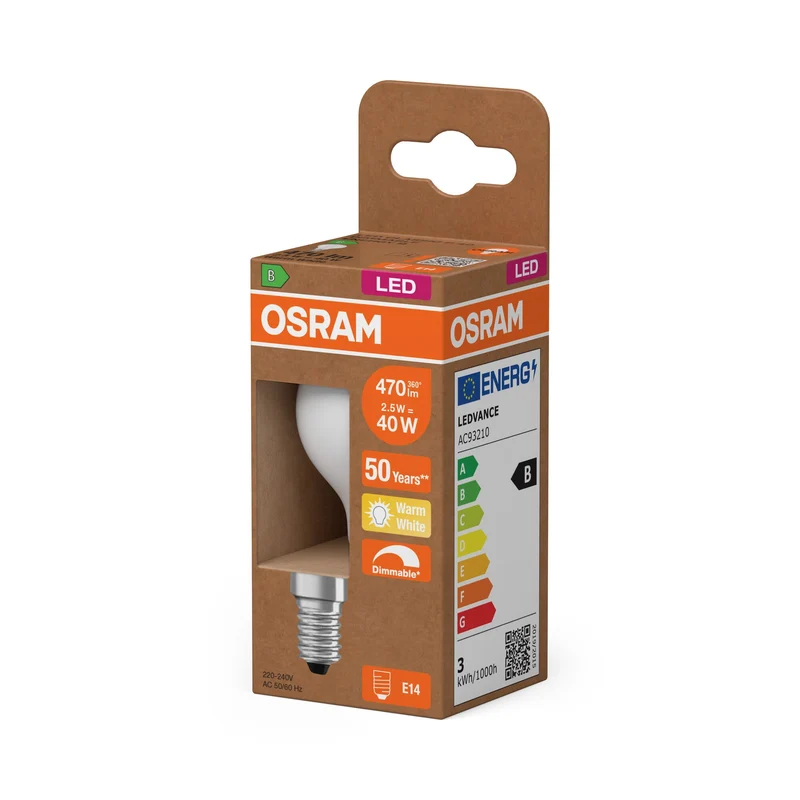 OSRAM SUPERSTAR+ CLASSIC P GLFR 40 Lampadina LED, 2,9W, 470lm, Bianco caldo, E14