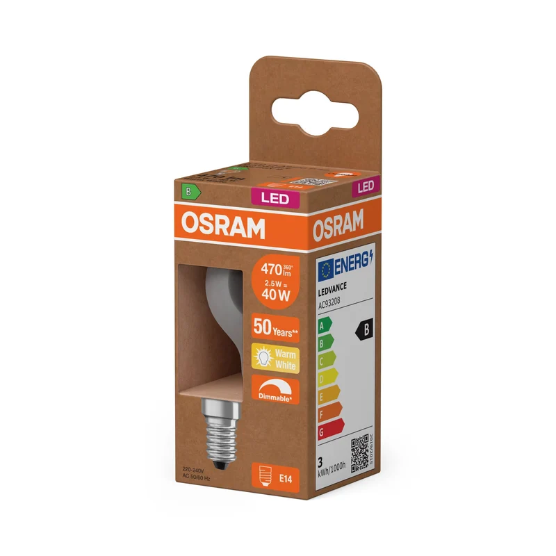 OSRAM SUPERSTAR+ CLASSIC P FIL 40 Lampadina LED, 2,9W, 470lm, Bianco caldo, E14
