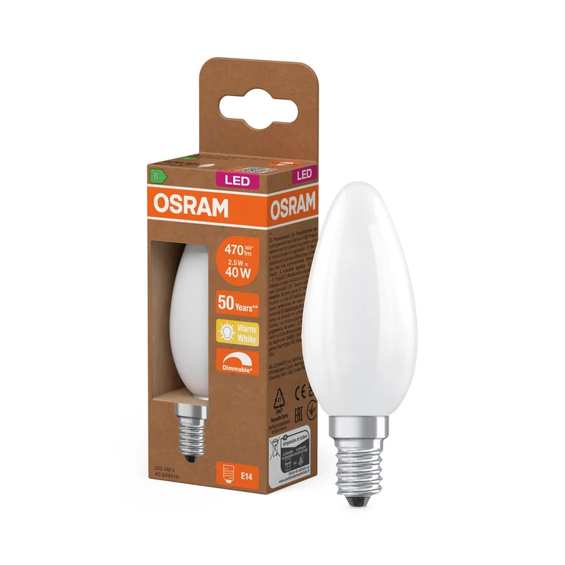 OSRAM SUPERSTAR+ CLASSIC B GLFR 40 Lampadina LED, 2,9W, 470lm, Bianco caldo, E14
