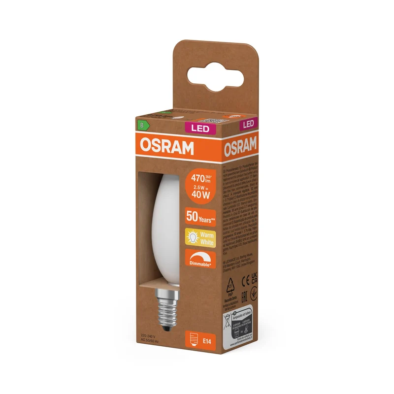 OSRAM SUPERSTAR+ CLASSIC B GLFR 40 Lampadina LED, 2,9W, 470lm, Bianco caldo, E14