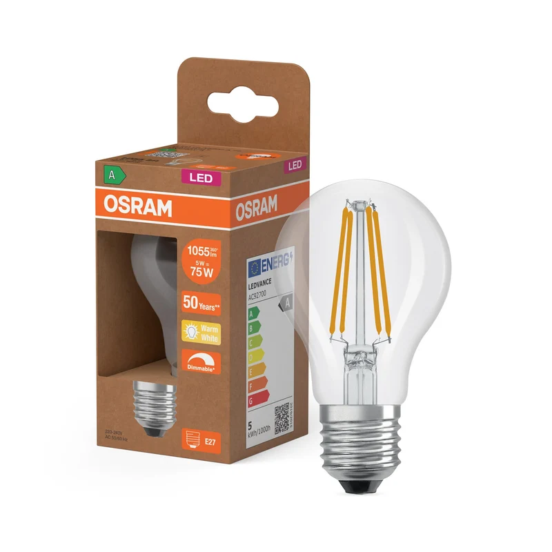 OSRAM SUPERSTAR+ CLASSIC A FIL 75 Lampadina LED, 5,7W, 1055lm, Bianco caldo